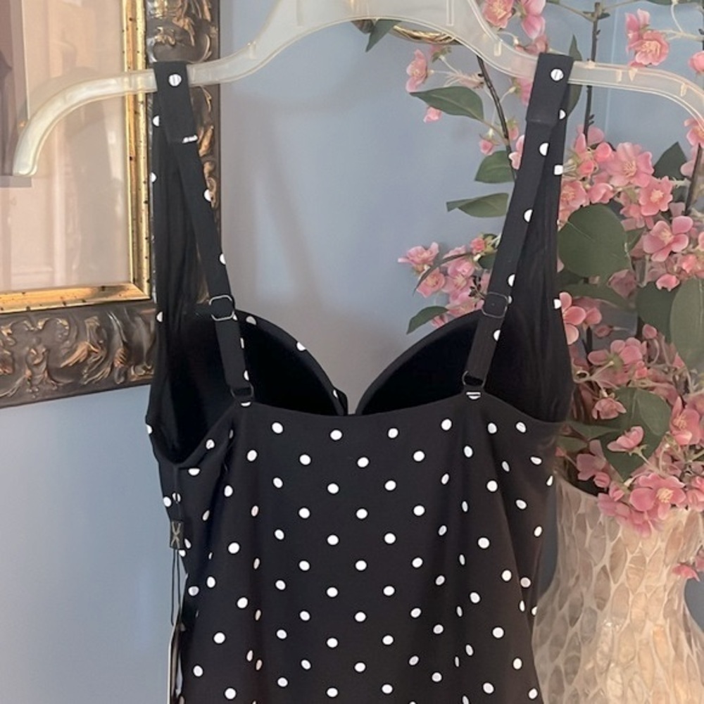Brand New Nip Tuck Swim Polka Dot Black & White Slimming Tummy Control Swimsuit - Picture 7 of 15
